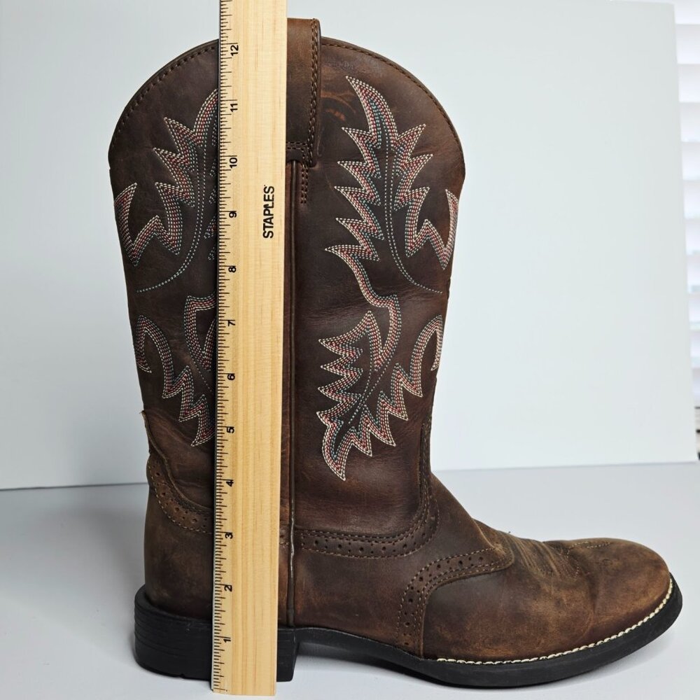 Ariat Heritage Stockman Women Distressed Brown Pink Western Cowboy Boot Sz 10 - Picture 8 of 10